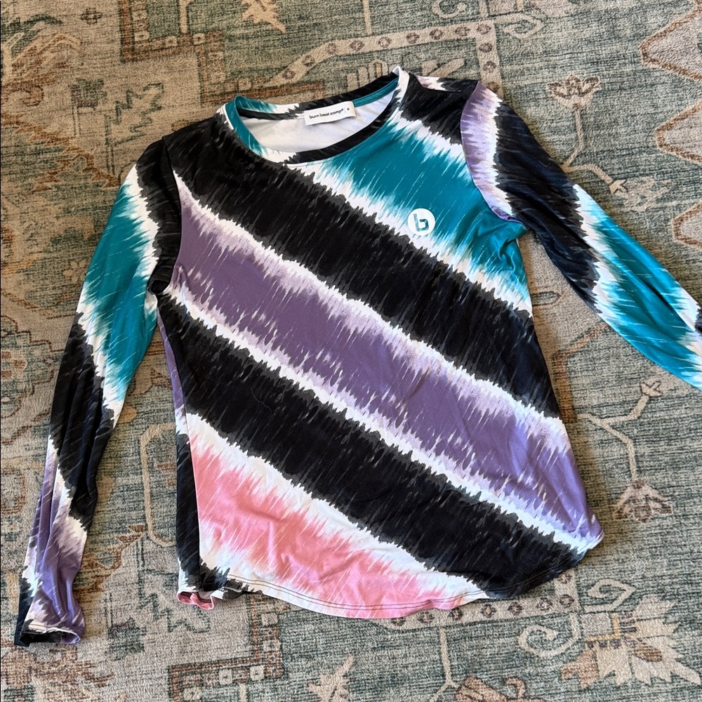 Striped Long Sleeve Shirt- Burn Boot Camp